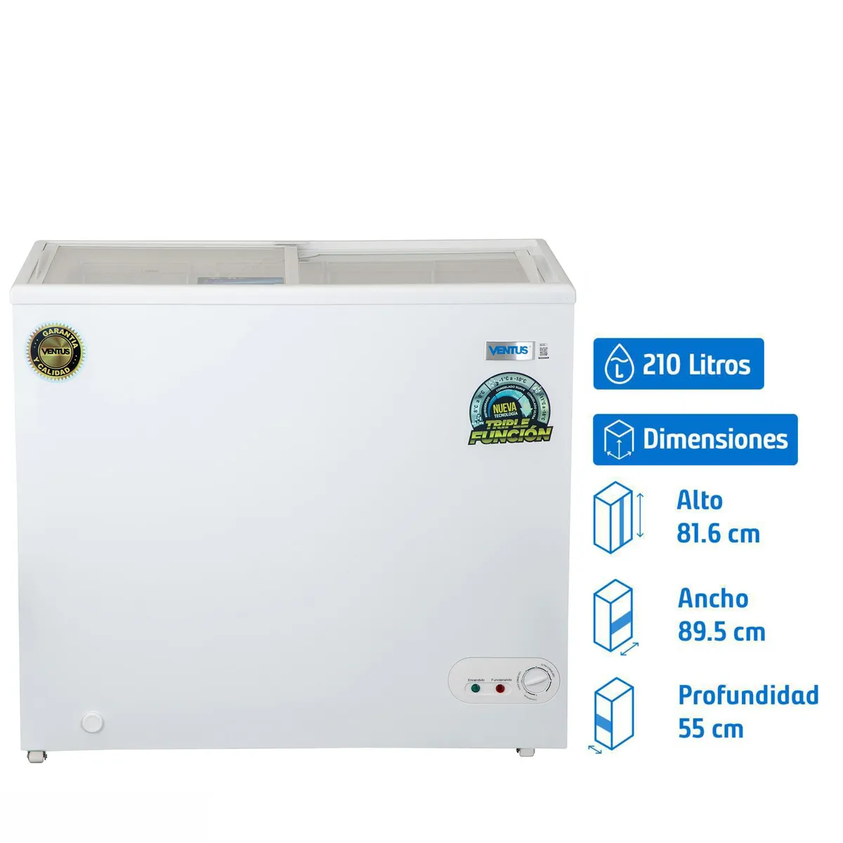 VENTUS - Freezer Horizontal 210 Litros Blanco Dual CTV-210