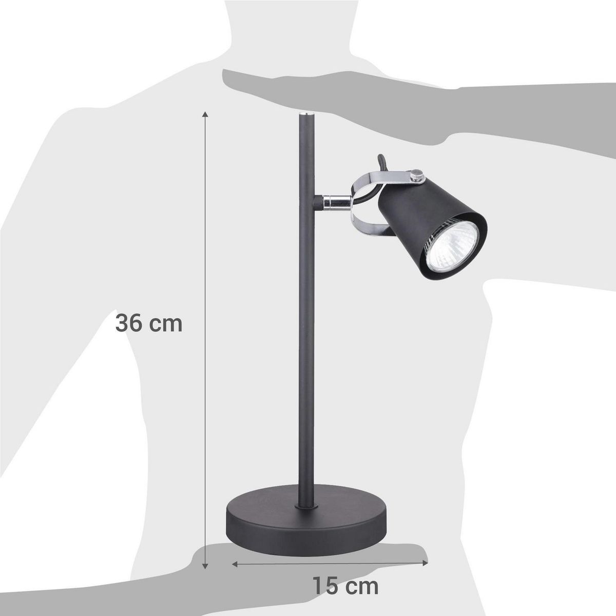 BP ILUMINACION - Lámpara Mesa Aurus Negro 15x36 cm