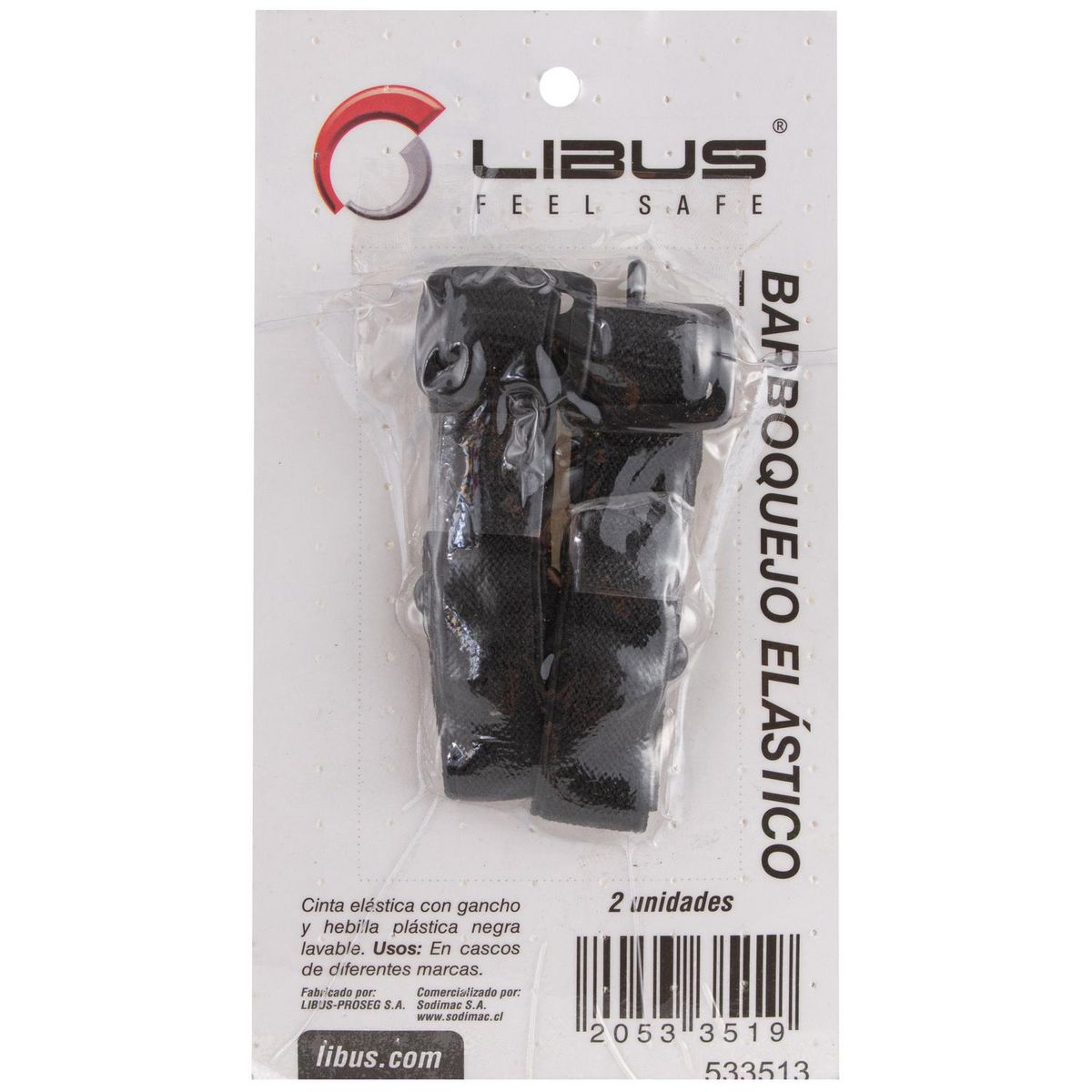 LIBUS - Barboquejo elástico para casco gris 2 unidades