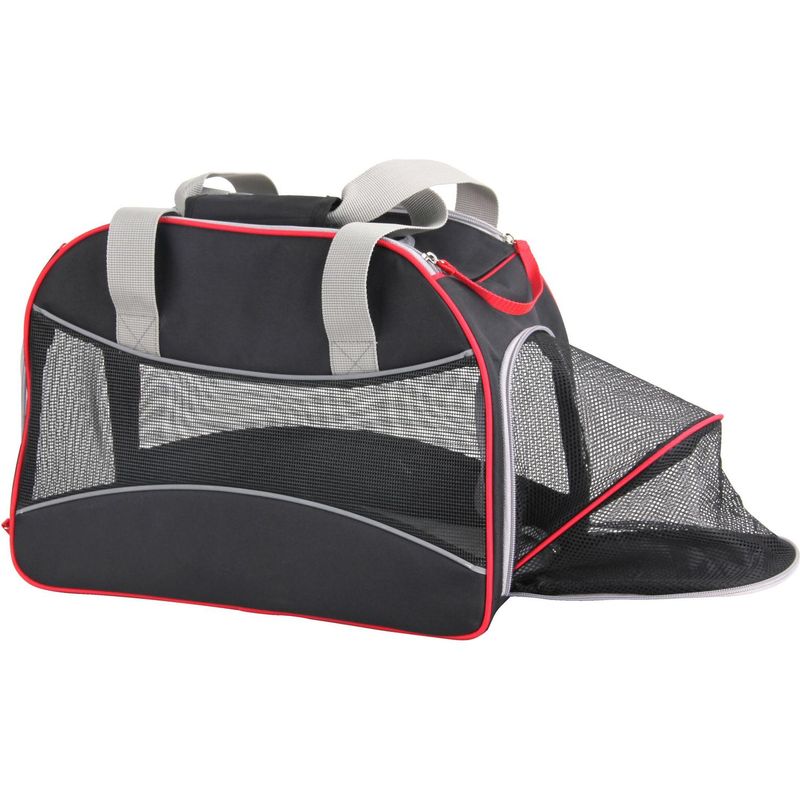 PAWISE - Bolso Transportador para Perro 30x22x40 cm Negro/ rojo