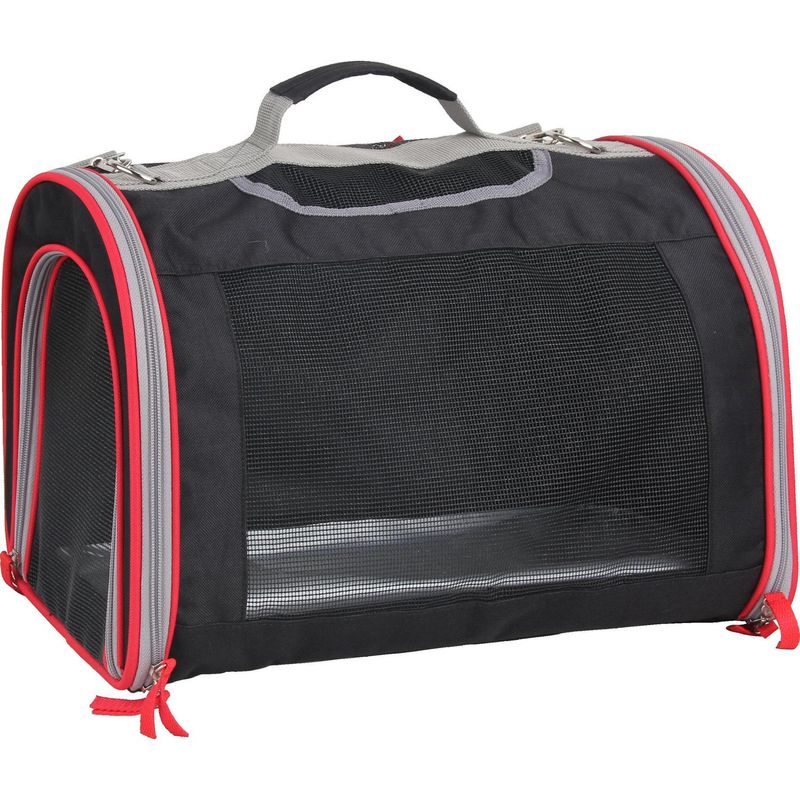 PAWISE - Bolso Transportador para Perro 35x31x48 cm Negro/ rojo