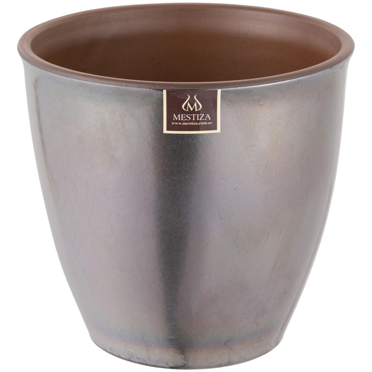 MESTIZA - Macetero Zafiro de Cerámica 24x21 cm Platino