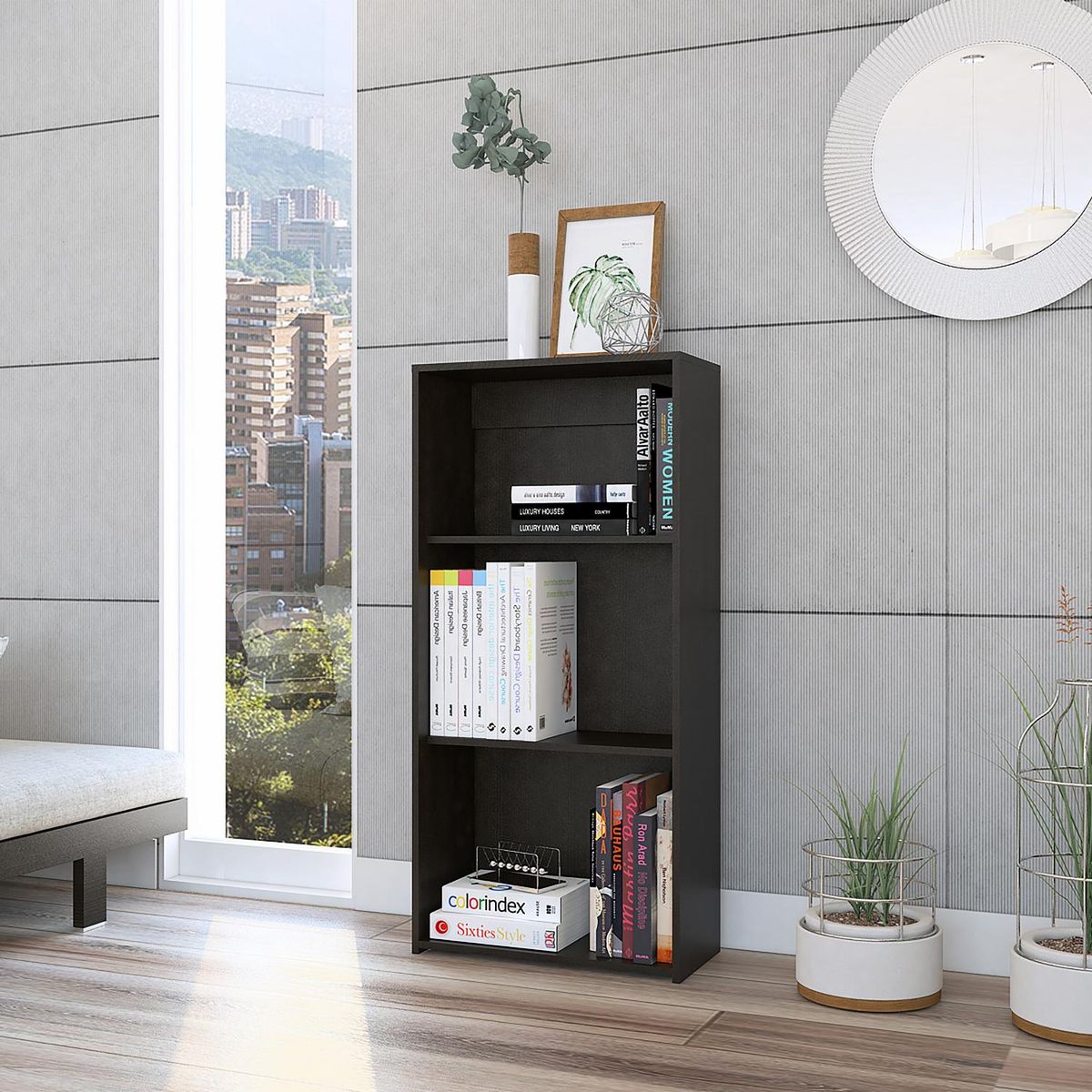 TUHOME - Estante Kalo Melamina 3 Nivel(es) 58x122x27 cm Wengué