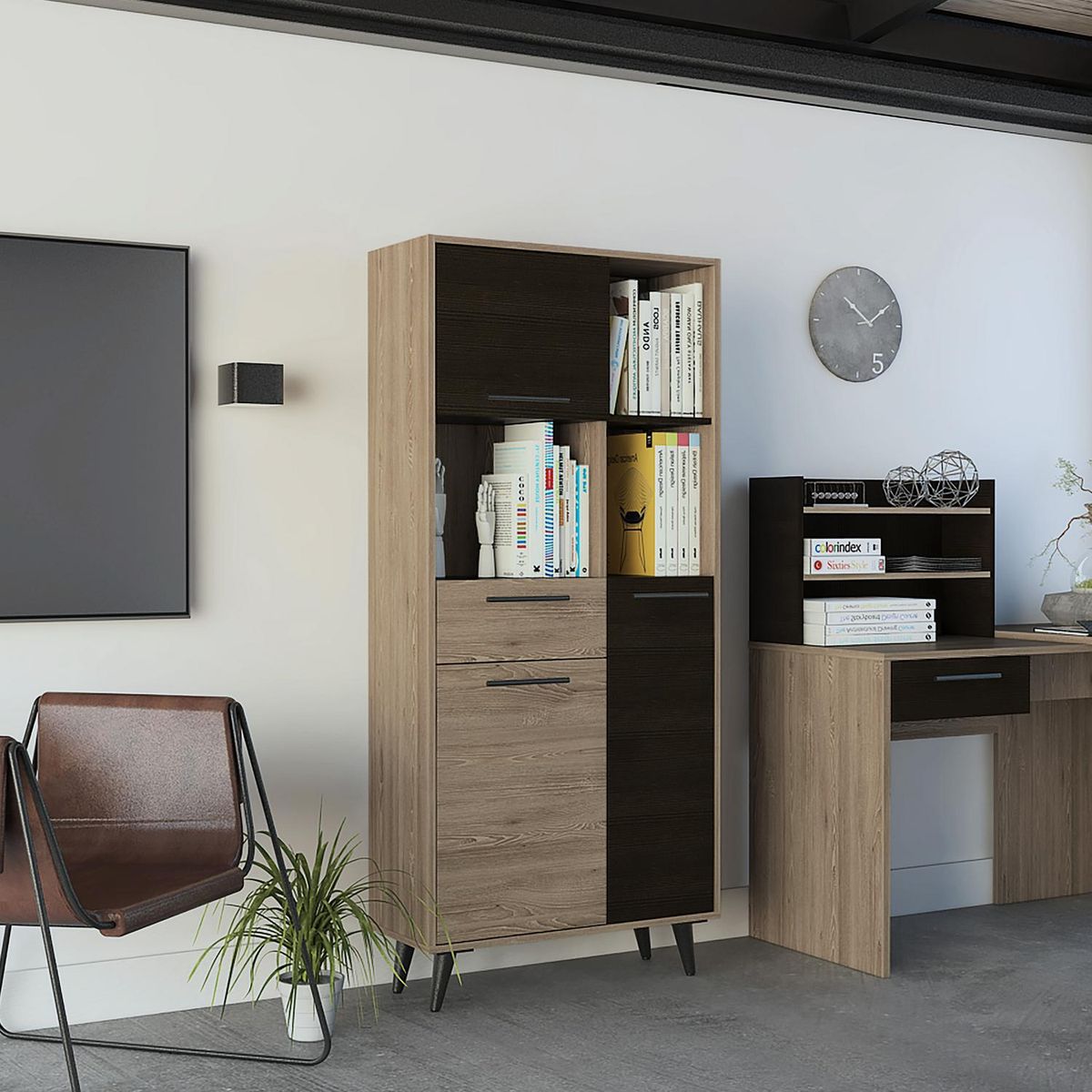 TUHOME - Estante Bilbao Melamina 6 Nivel(es) 72x160x30 cm Wengué