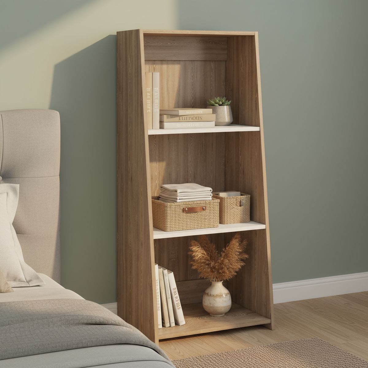 TUHOME - Estante Note Melamina 3 Nivel(es) 53.1x120x37.9 cm Blanco/Miel