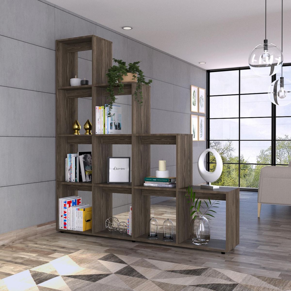 TUHOME - Estante Beijing Melamina 13 Nivel(es) 155.1x170x30 cm Coñac