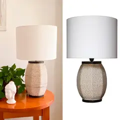 CAROLD STEVENS - Lámpara sobremesa cañamo beige