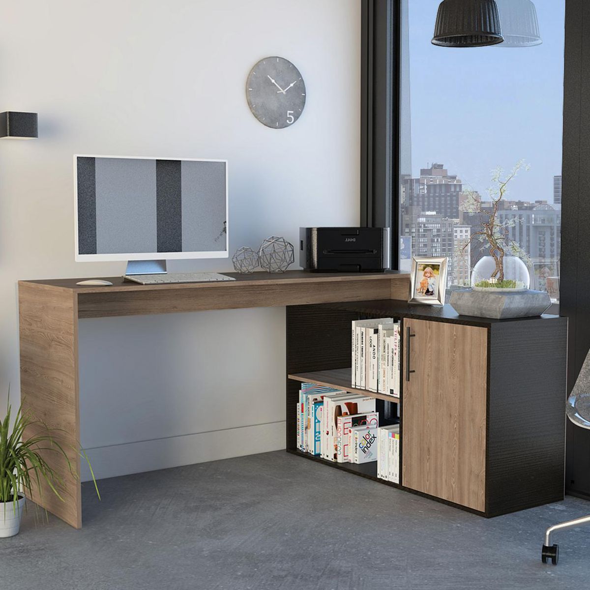 TUHOME - Escritorio Bilbao 151,5x76,5x116,5 cm Miel