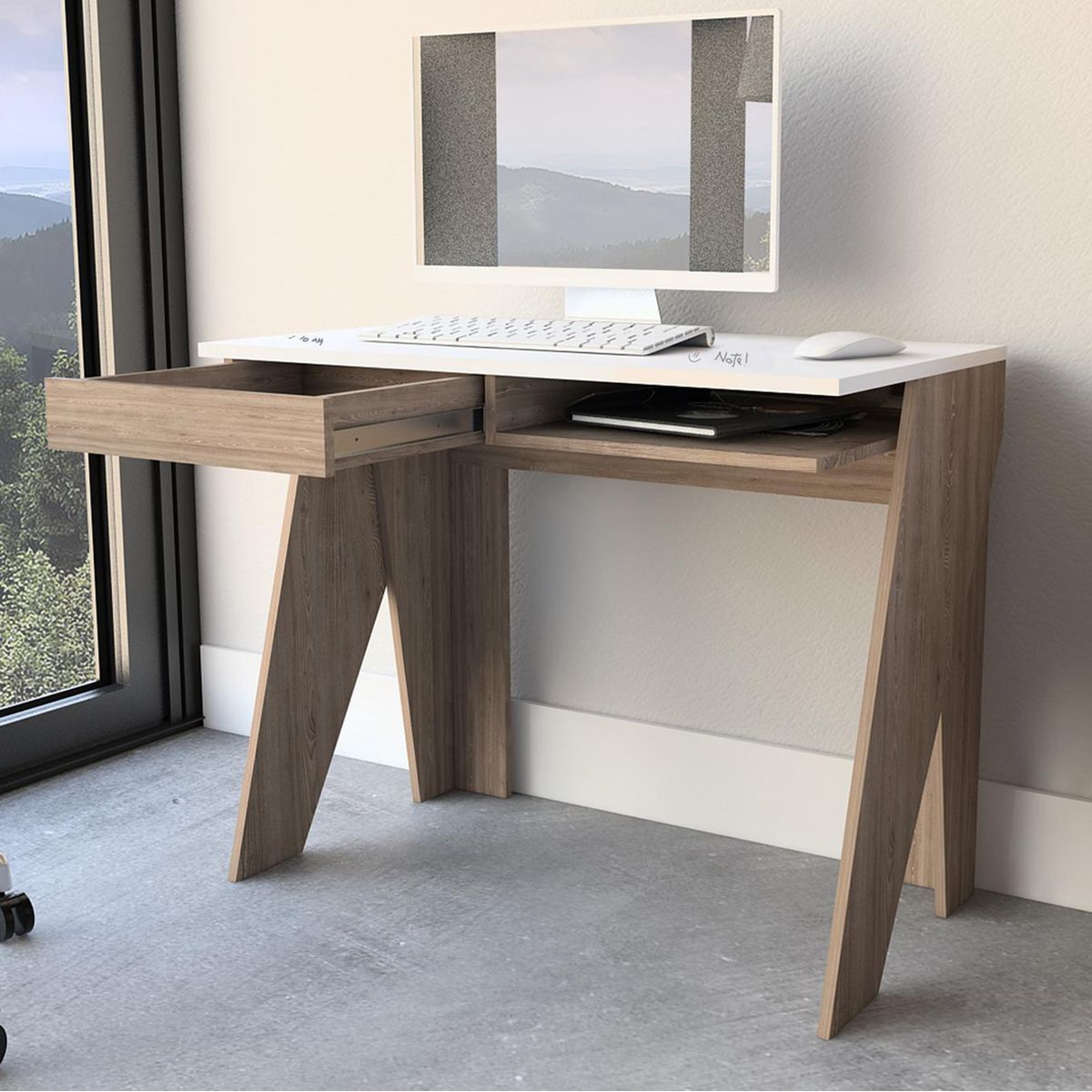 TUHOME - Escritorio 91x51,5x75 cm MDF miel