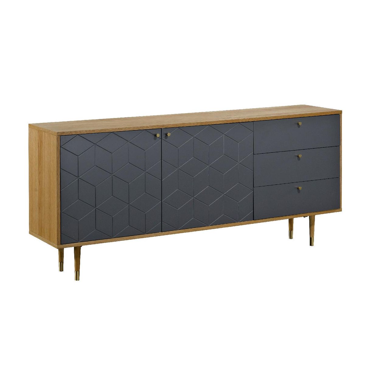 WHITE MARKET - Cómoda 3 Cajón(es) Davos 180x79x40 cm Gris y Roble