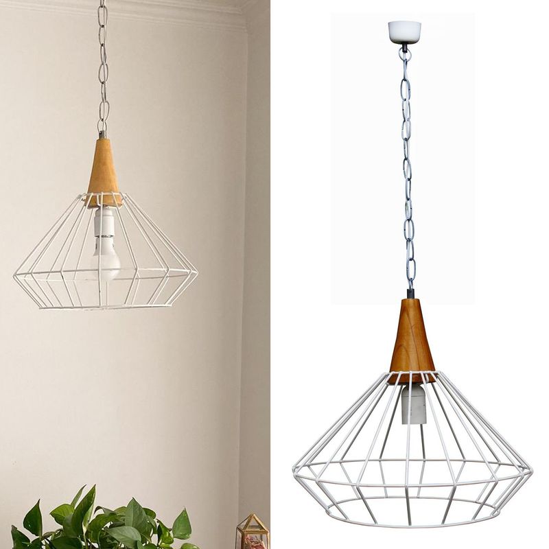 CAROLD STEVENS - Lámpara colgante cono blanca metal 1 luz E27