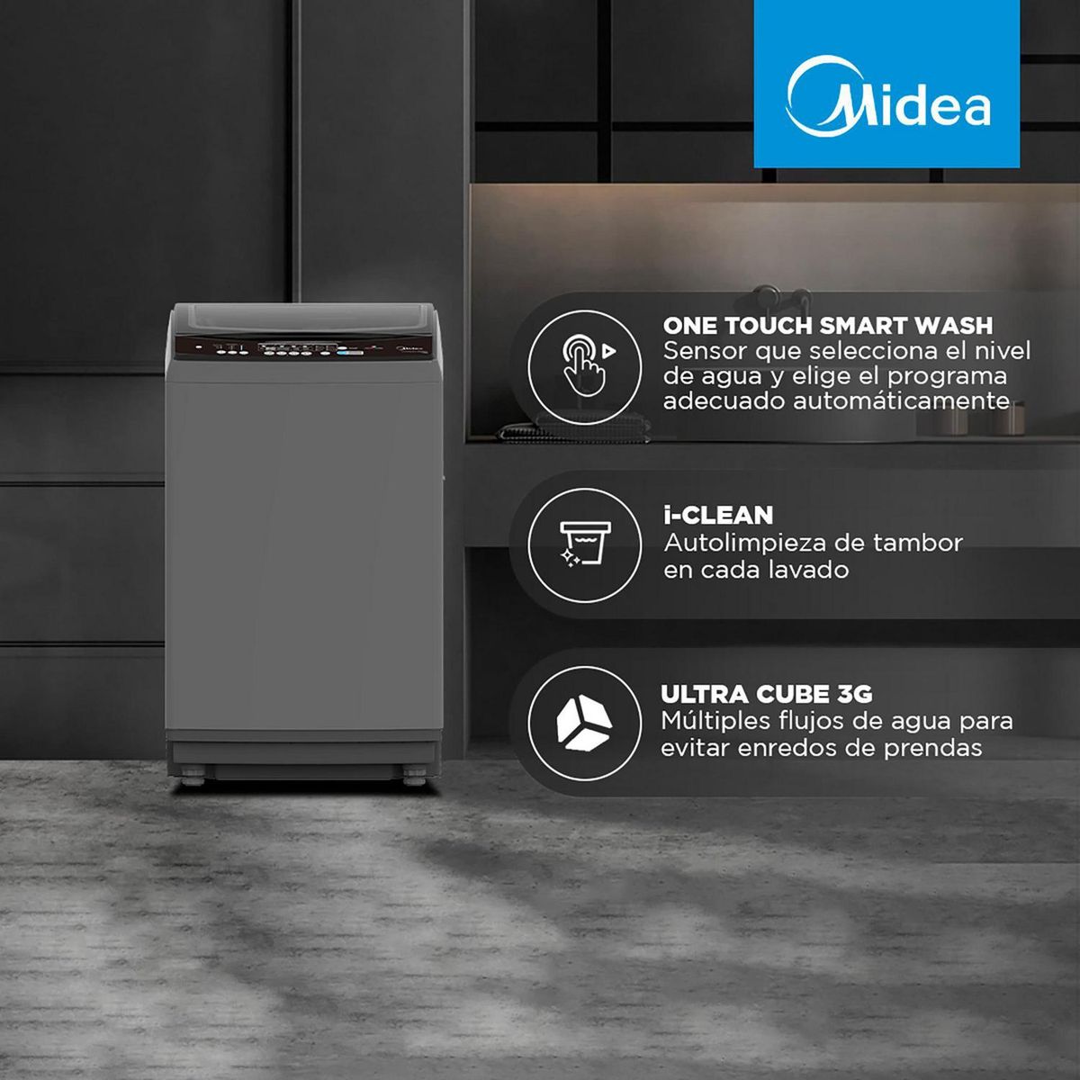 MIDEA - Lavadora Carga Superior 14 kg Gris MLS-140GSC03T