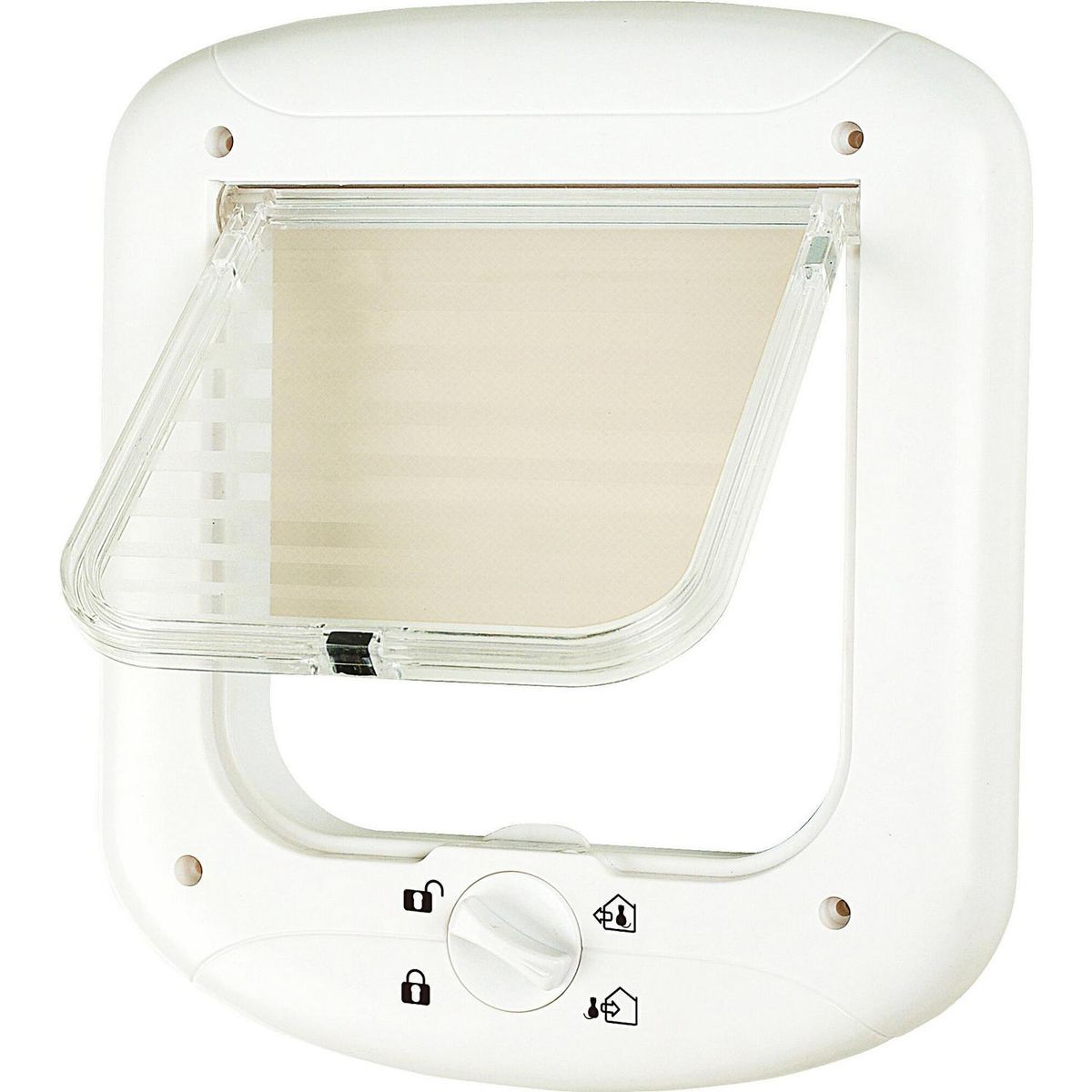 PAWISE - Puerta abatible para gatos plástica blanca 24X27 cm