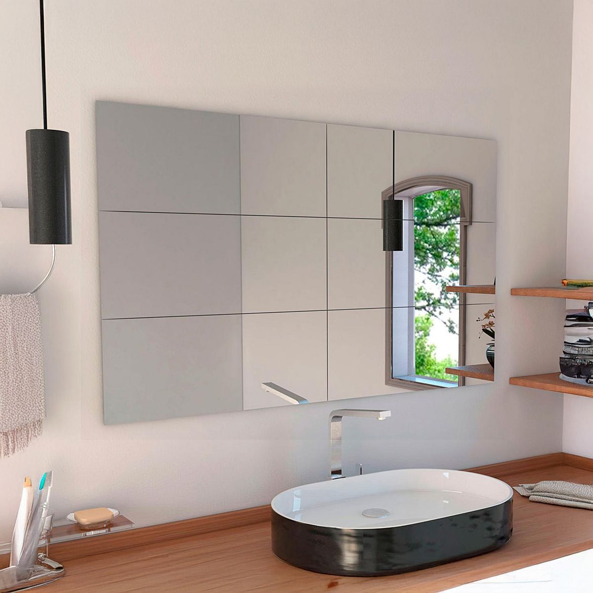 TUHOME - Espejo Baño Forma Rectangular 120x72 cm Gris Siena