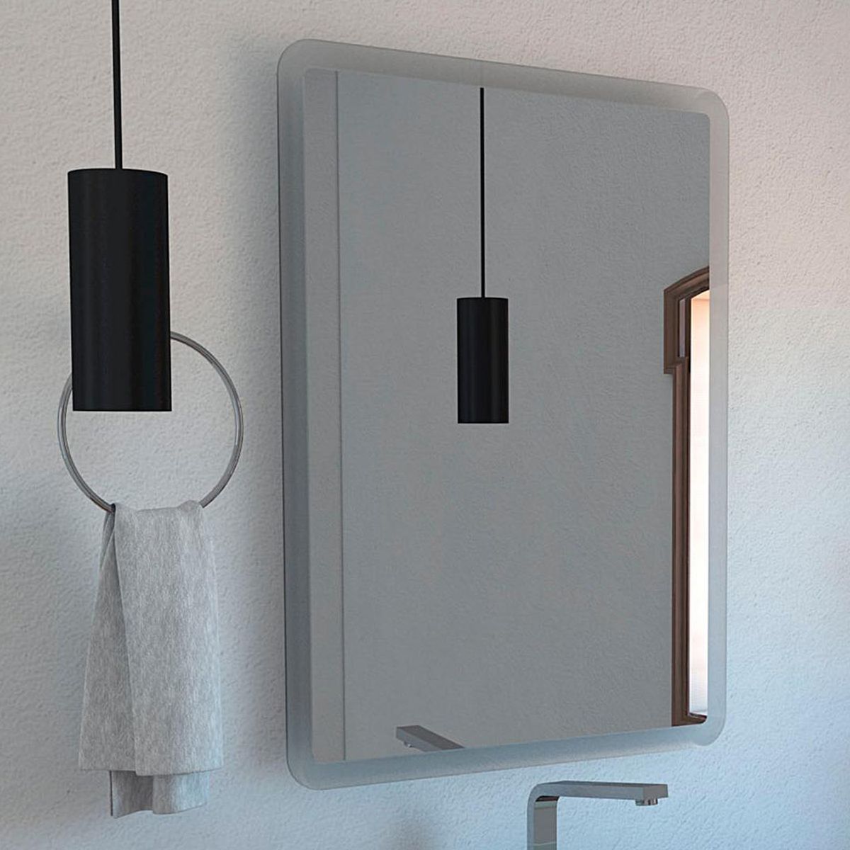 TUHOME - Espejo Baño Forma Rectangular 60x80 cm Gris Arezzo