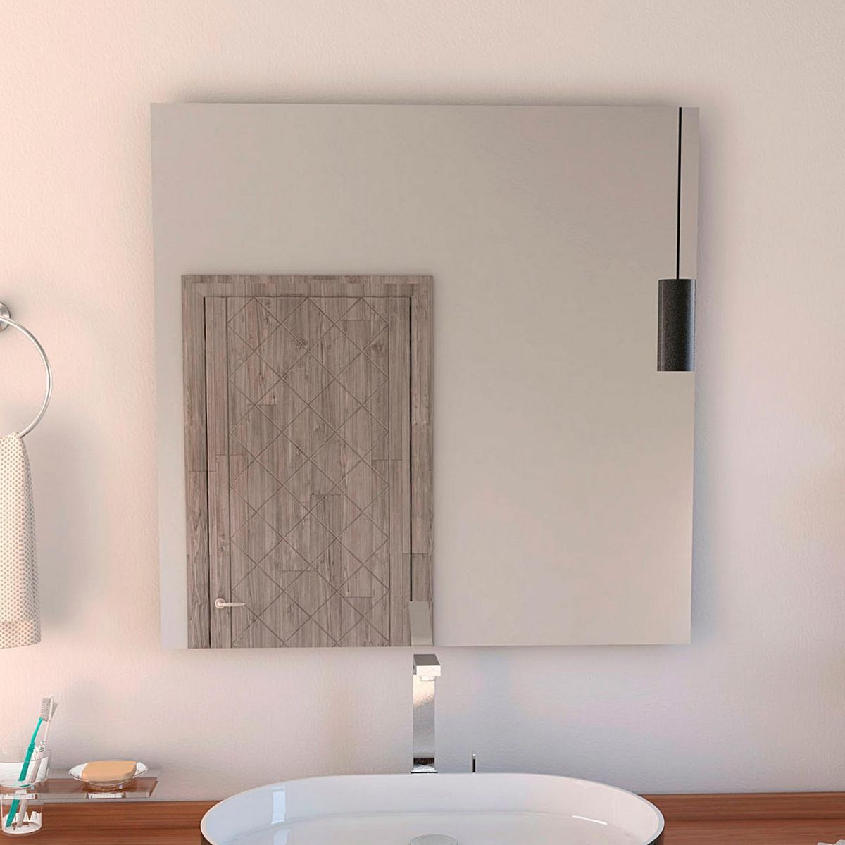TUHOME - Espejo Baño Forma Cuadrada 60x60 cm Gris Roma