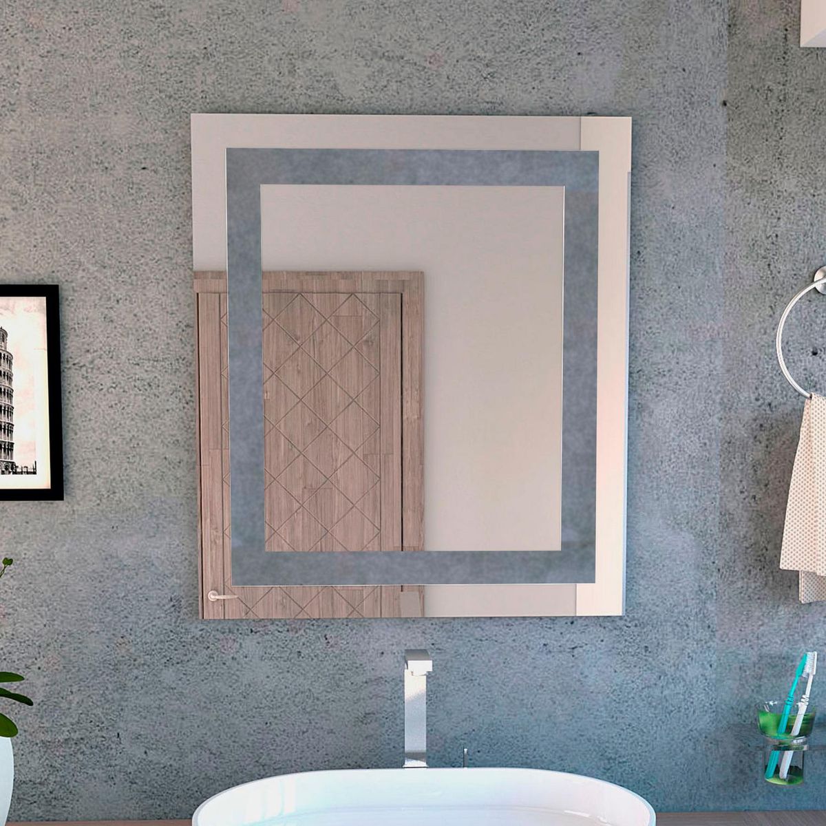 Espejo Pared Forma Rectangular 65x75 cm Gris Torino, marca TUHOME - Foto Principal