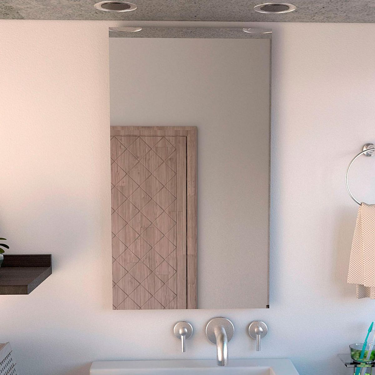 Espejo Pared Forma Rectangular 51x90 cm Gris Garda, marca TUHOME - Foto Principal