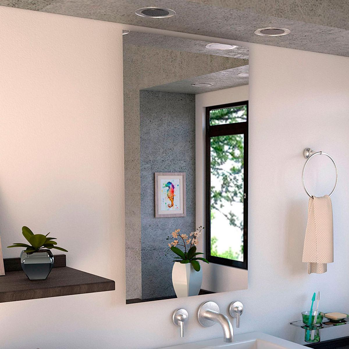 TUHOME - Espejo Baño Forma Rectangular 51x90 cm Gris Garda