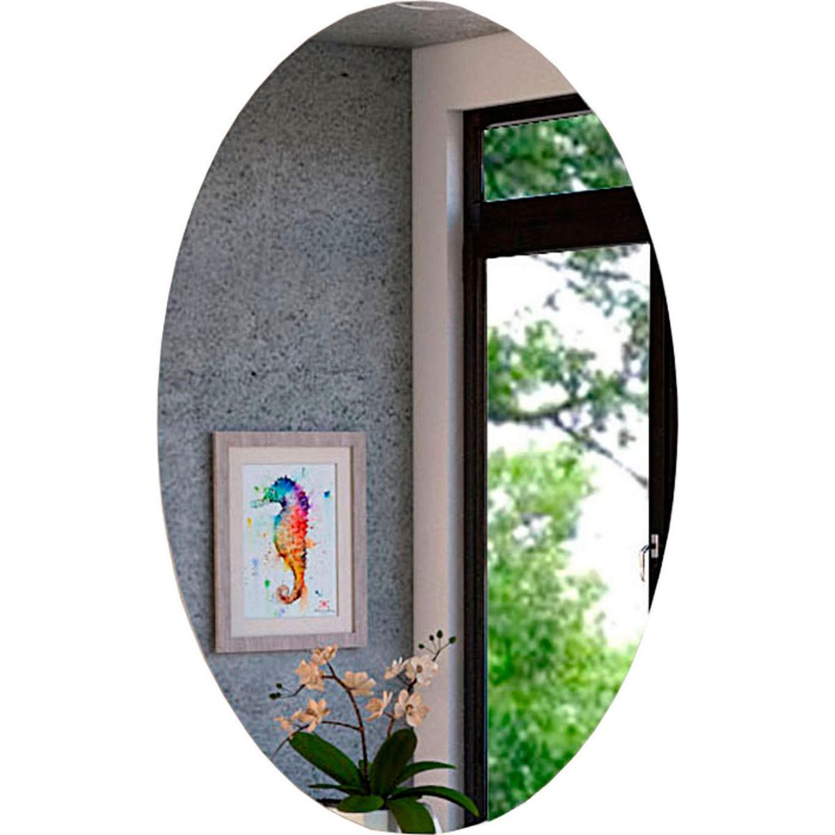 TUHOME - Espejo Baño Forma Ovalada 45x60 cm Gris Napoli