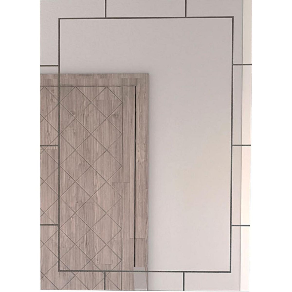 TUHOME - Espejo Baño Forma Rectangular 53x71 cm Gris Turin