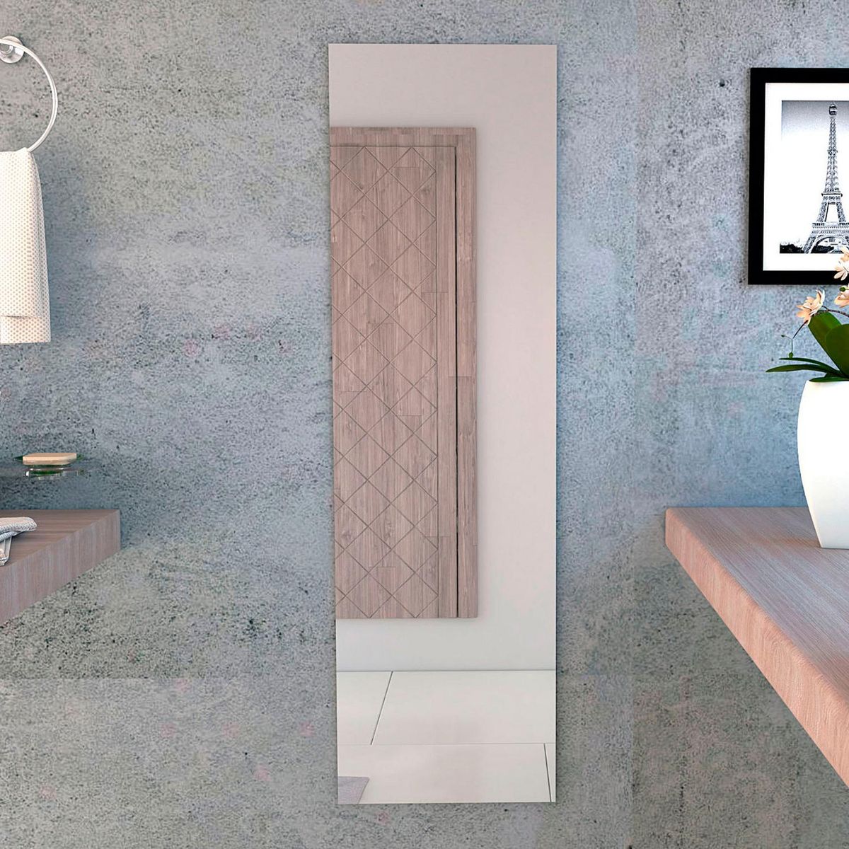 Espejo Pared Forma Rectangular 38x130 cm Gris Amalfi, marca TUHOME - Foto Principal