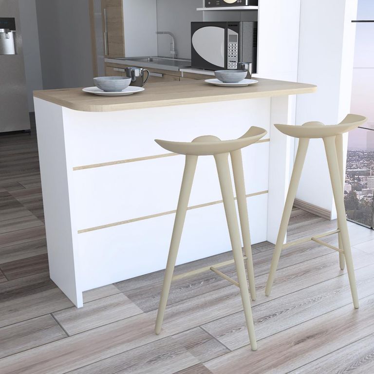 Barra cocina MQZ Roble claro/Blanco