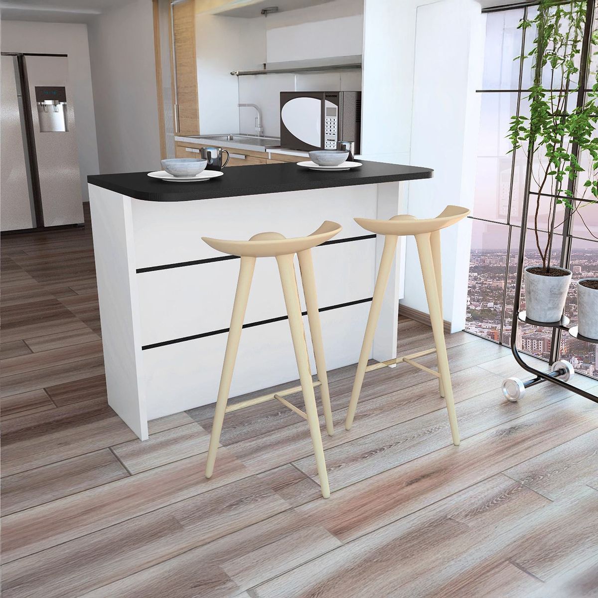 TUHOME - Isla de cocina 120x60x90 cm wengue