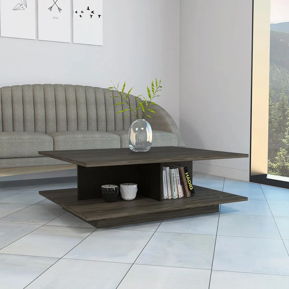 TUHOME - Mesa de centro 100x80x35 cm coñac