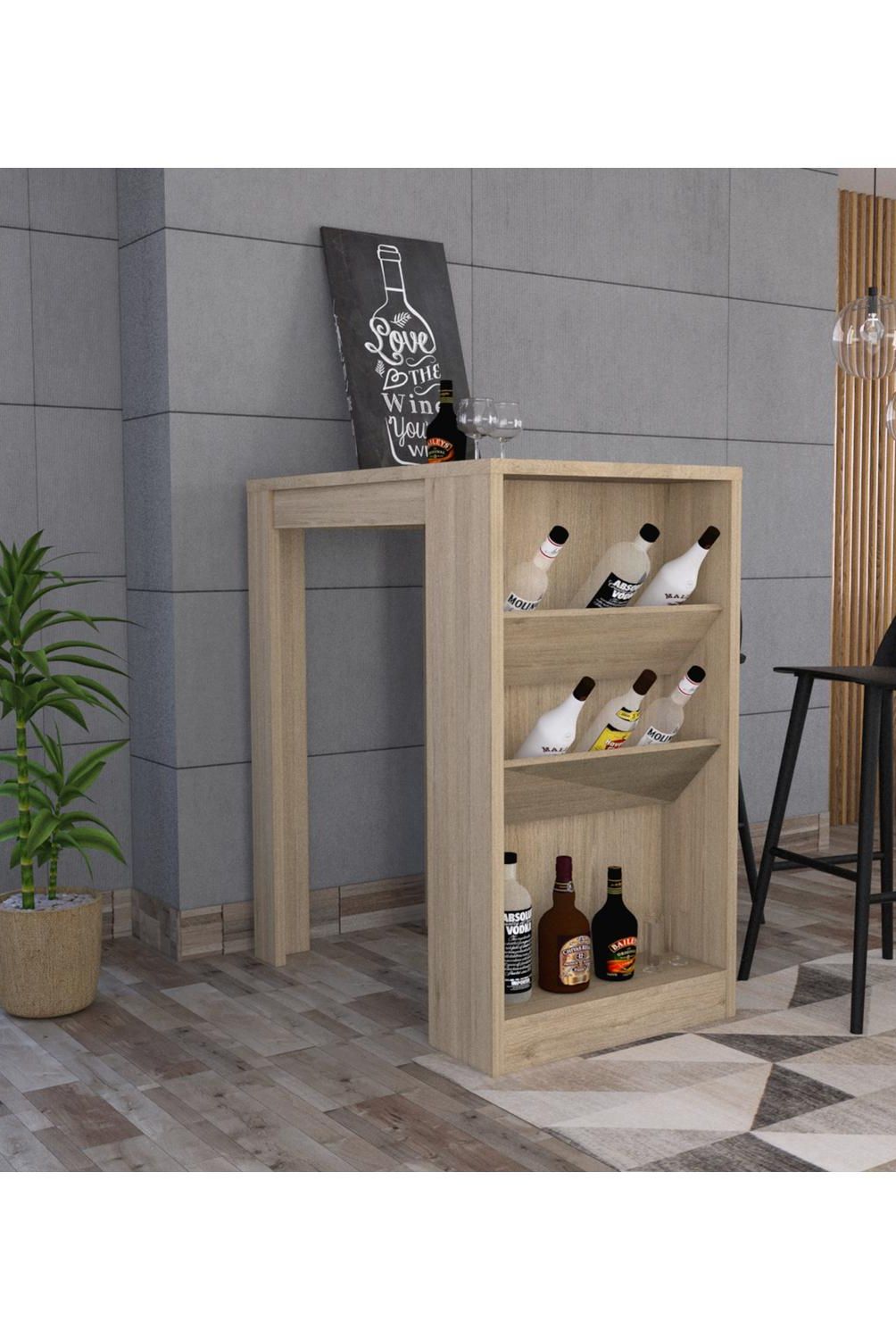 TUHOME - Mesa de Bar Syrah 91x105.3x58 cm Rovere