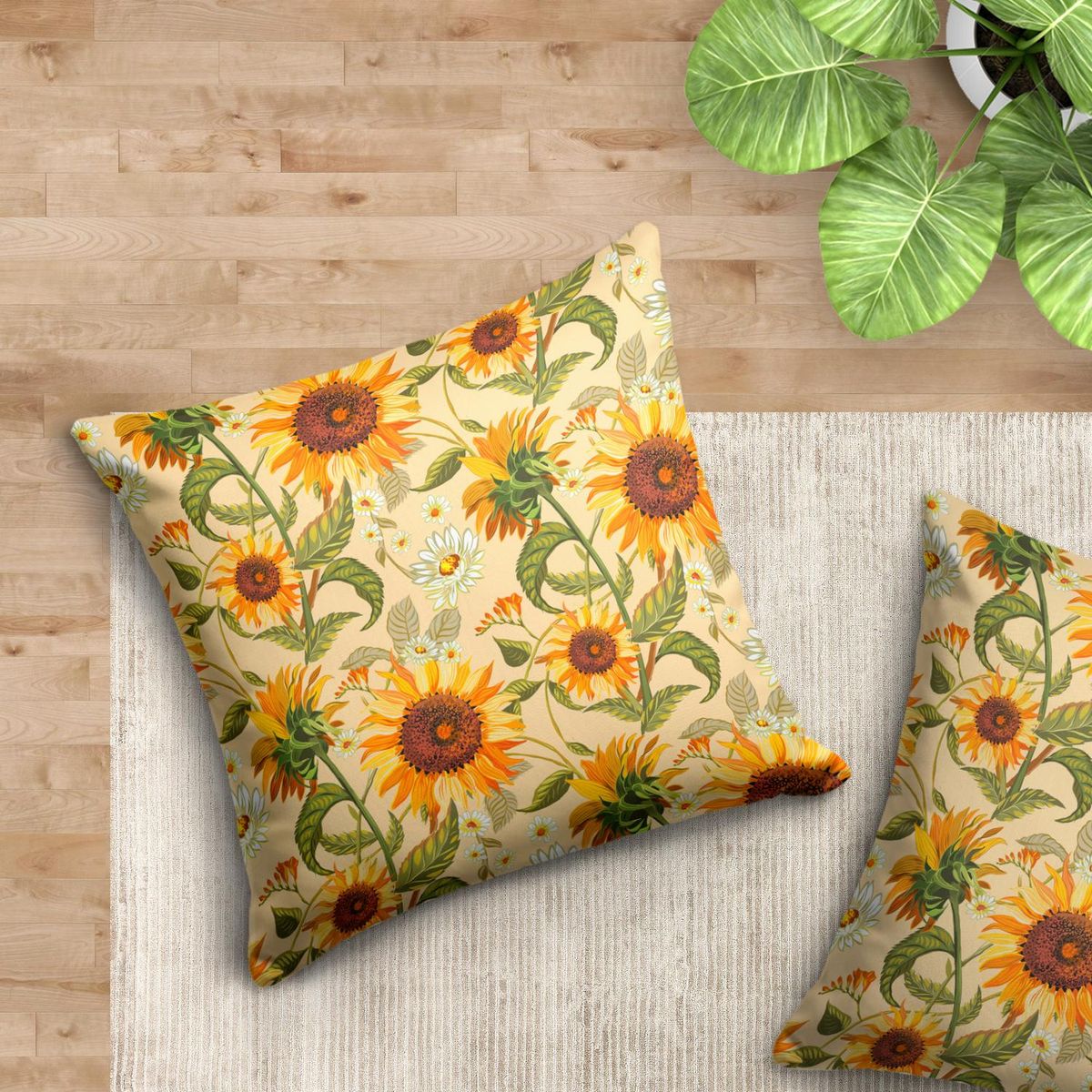 IMPRESIONARTE - Cojín de piso sunflowers 100x100 cm