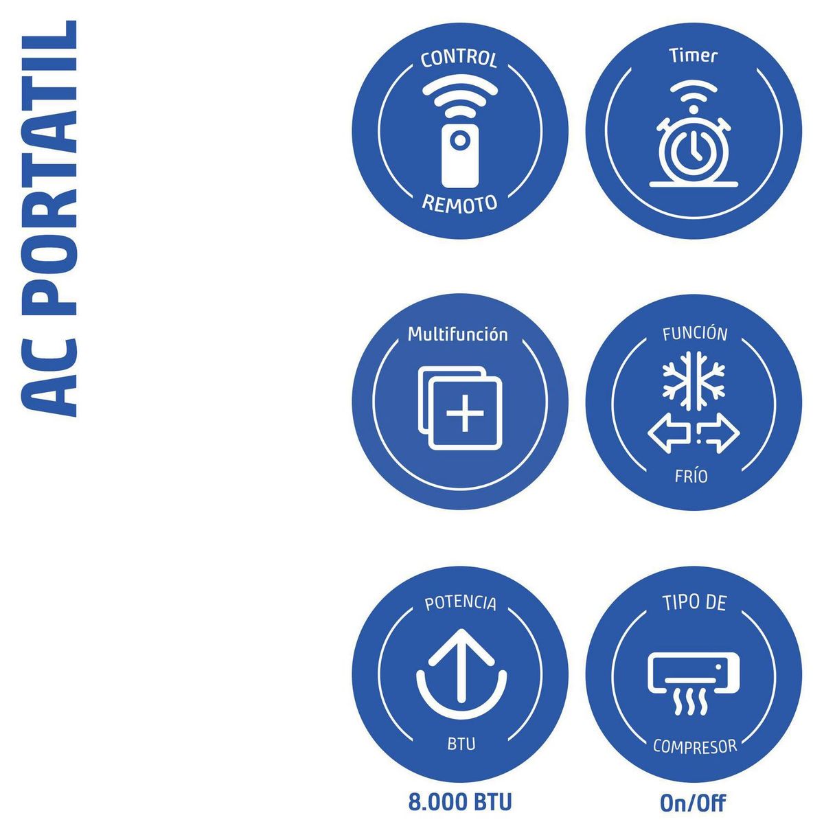 ANWO - Aire acondicionado portatil 8000 btu blanco