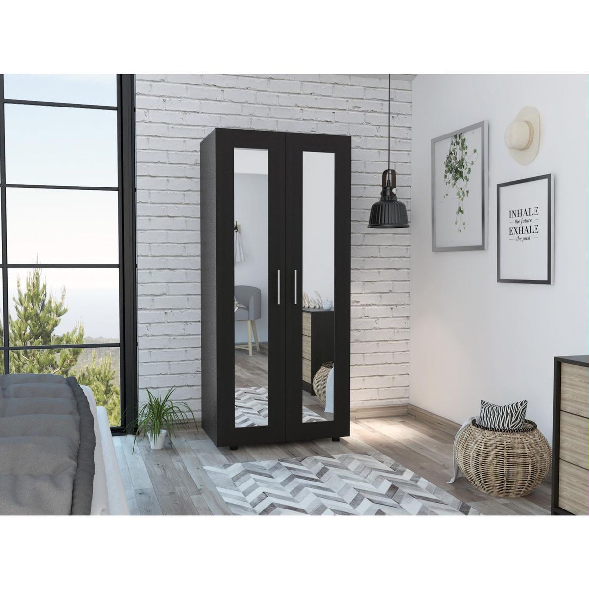 TUHOME - Clóset 2 Puerta(s) 3 Repisa(s) 80xx48 cm Negro