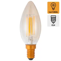 LEDZONE - Ampolleta Led Vintage Vela 4 W E14 440 lm Luz Cálida