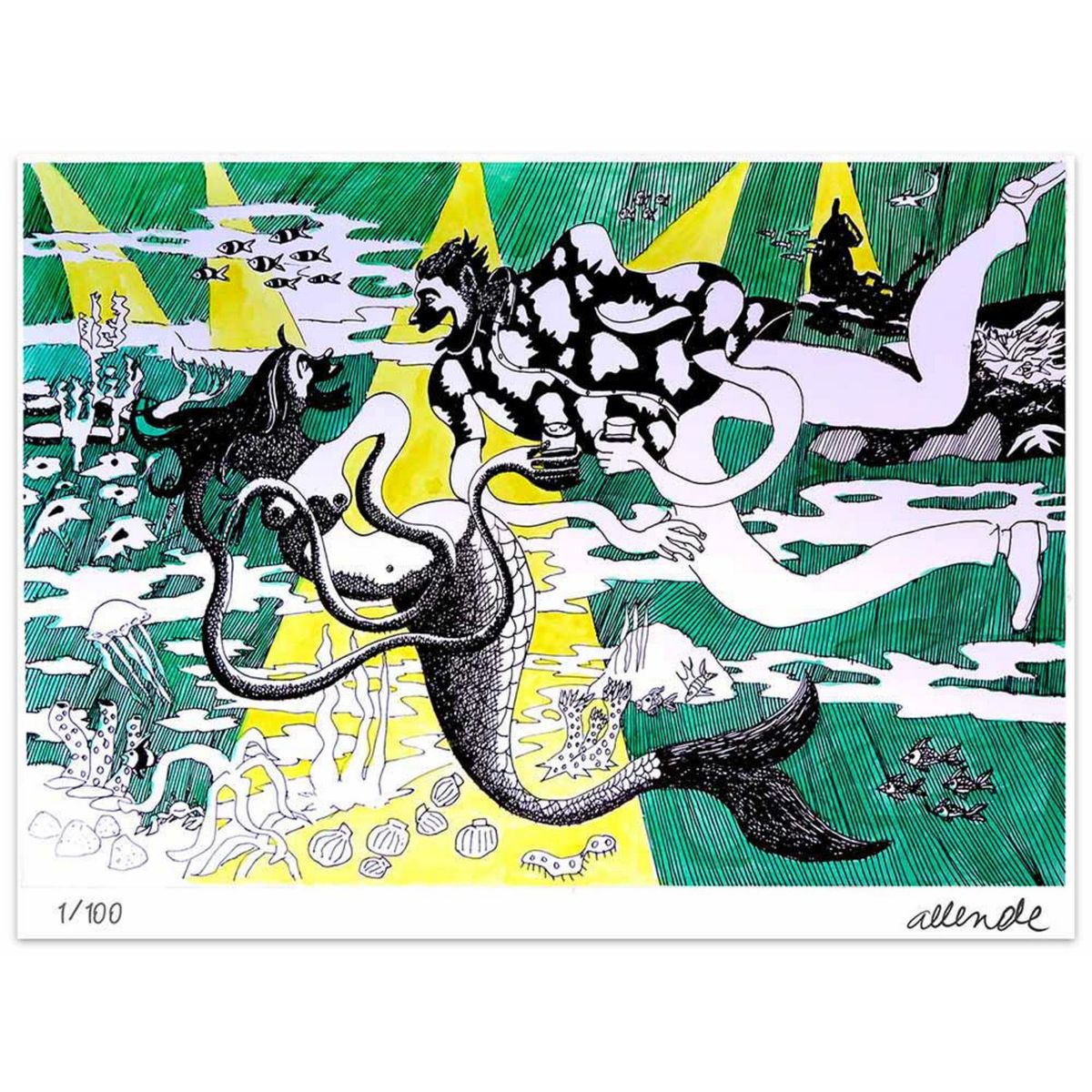 ARTEFACTORY - Grabado 50x70 cm Sirena artista Fernando Allende