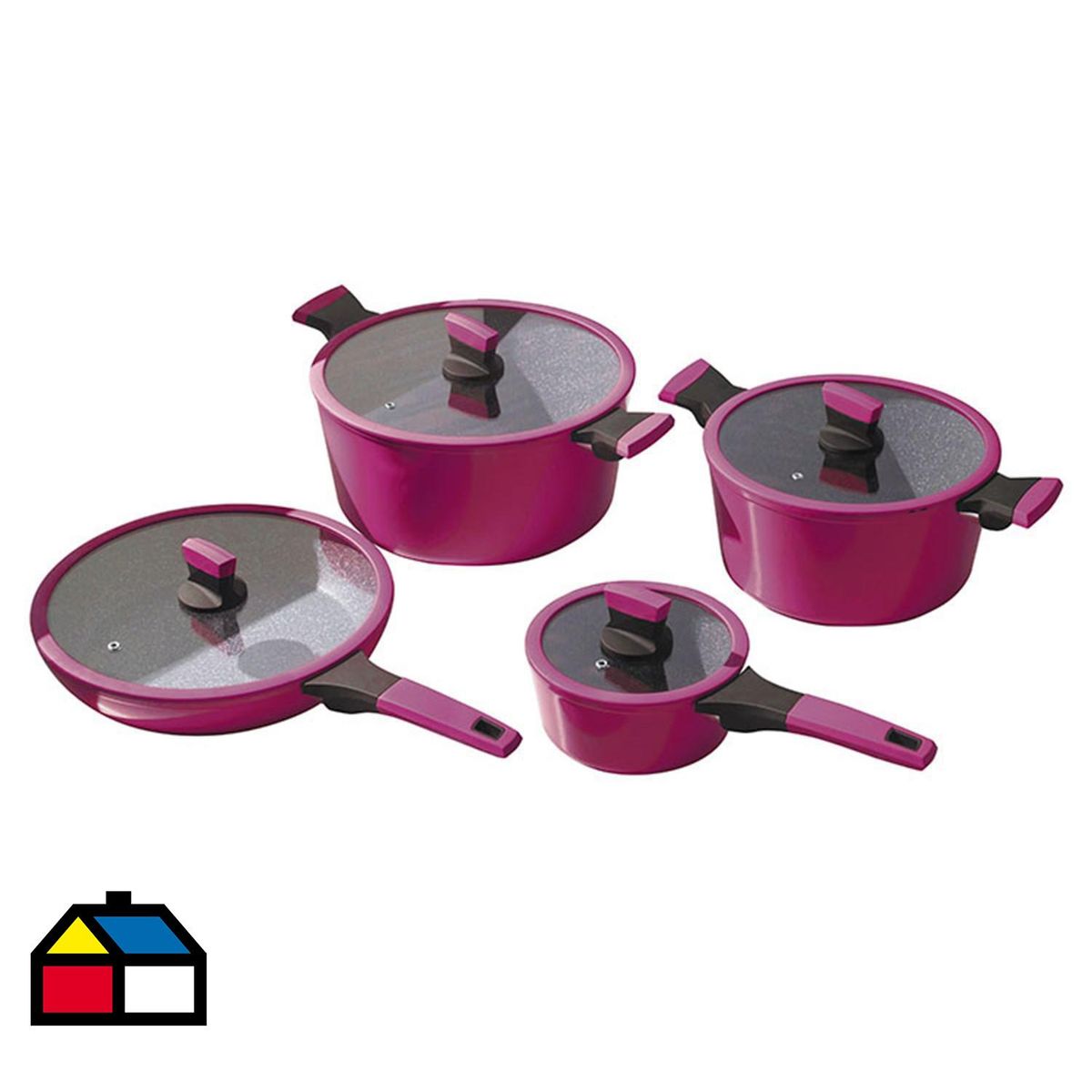 KW KITCHENWARE - Batería de Cocina 8 Piezas Aluminio Soho Rojo