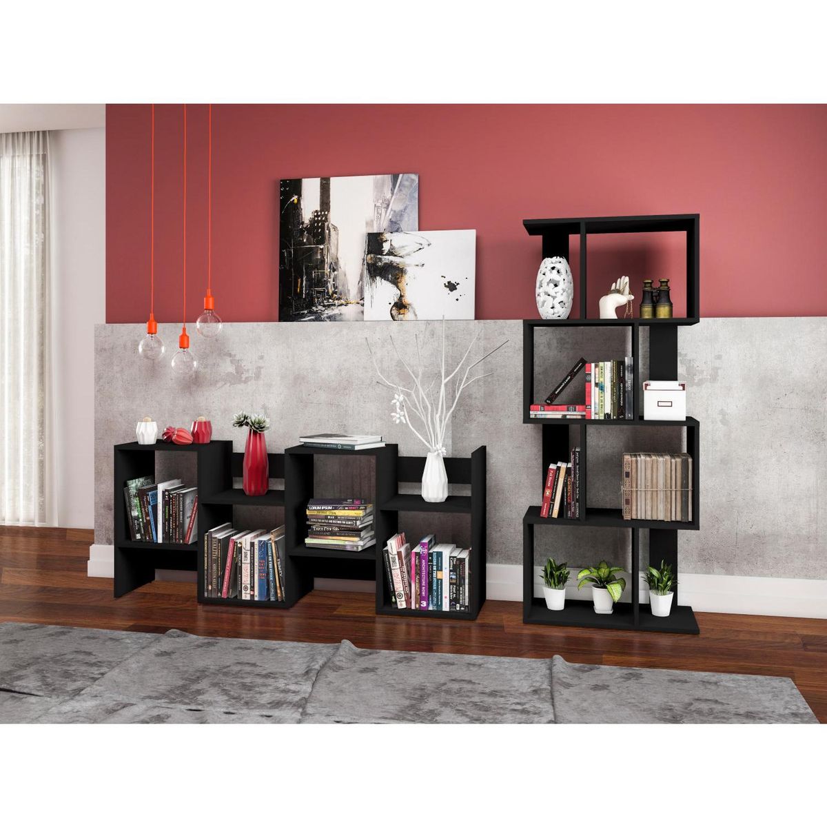 HOGA - Estante MDP 4 Nivel(es) 60x144x29 cm Negro