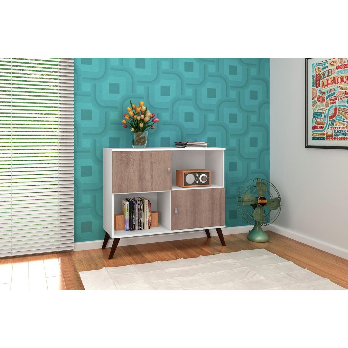 HOGA - Rack 2 puertas blanco 86x95x37 cm