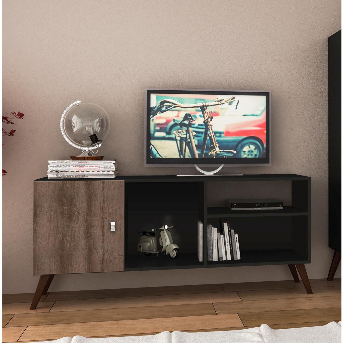 HOGA - Rack de TV 55 " 130x37x57 Negro