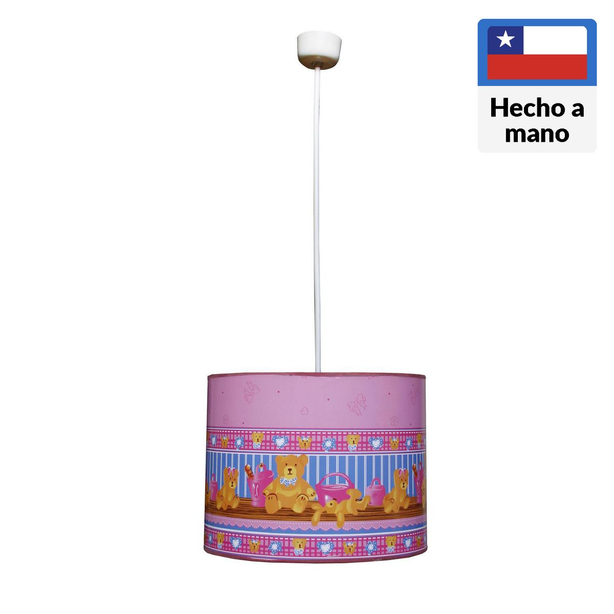 CAROLD STEVENS - Lámpara Colgante Baby 1 Luz Tela Rosa