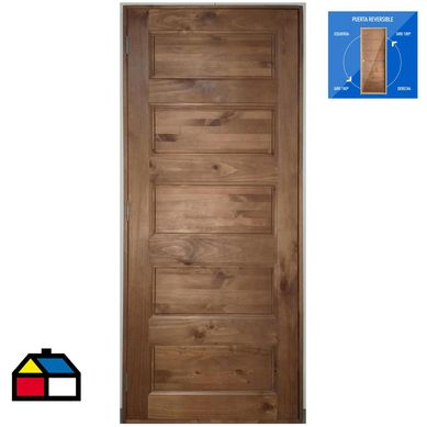 Puerta Pino 5 paneles Dual prepintada 80 x 200 cm