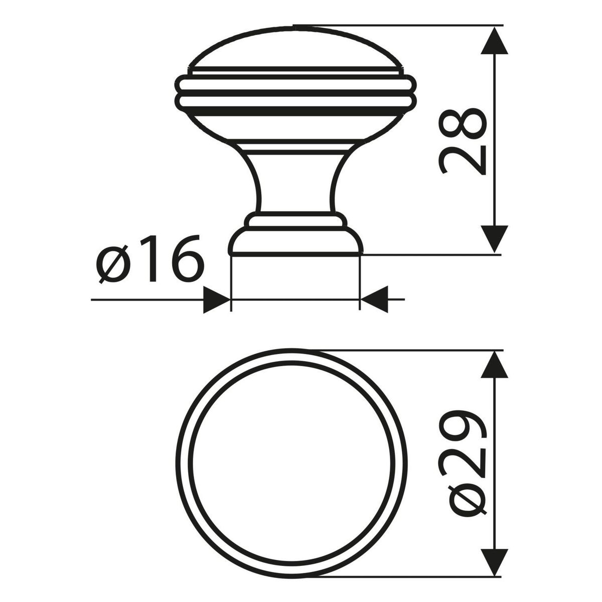 FIXSER - Pomo 29 mm Zamak cuero