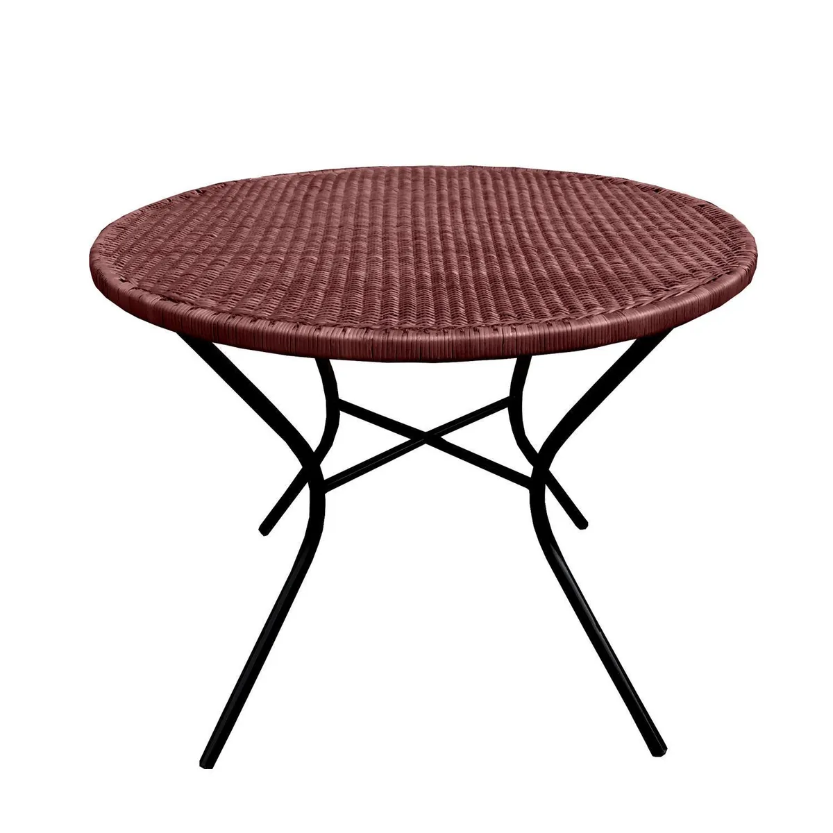 DECO MIMBRE - Mesa de Comedor Redonda Fierro 100x75x100 cm Chocolate