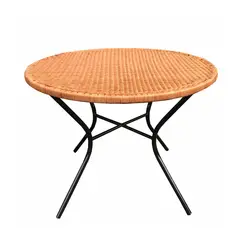 DECO MIMBRE - Mesa de Comedor Redonda Fierro 100x75x100 cm Natural