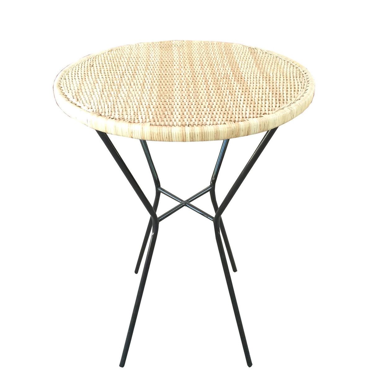 DECO MIMBRE - Mesa de Bar Redonda Fierro 70x100x70 cm Blanca