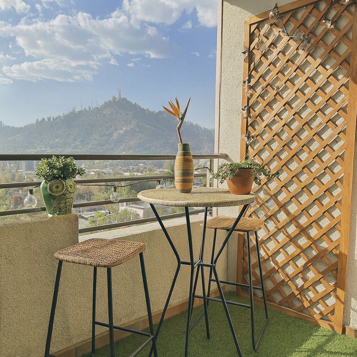 DECO MIMBRE - Mesa de Bar Redonda Fierro 70x100x70 cm Blanca