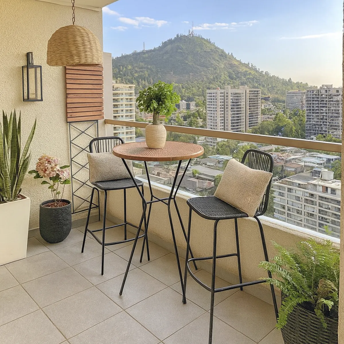 DECO MIMBRE - Mesa de Bar Redonda Fierro 70x100x70 cm Natural