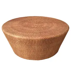 DECO MIMBRE - Mesa de Cocina Redonda Mimbre<multisep/>Fierro 100x45x100 cm Natural
