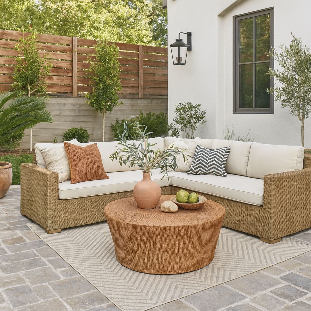 DECO MIMBRE - Mesa de Cocina Redonda MimbreFierro 100x45x100 cm Natural