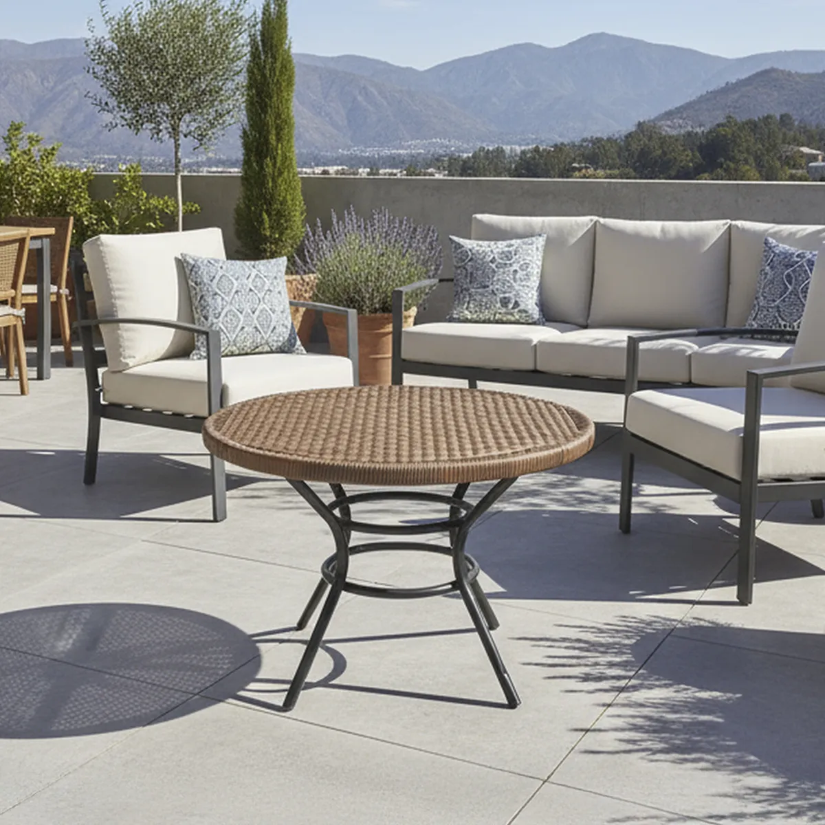 DECO MIMBRE - Mesa Nido Redonda Fierro 55x40x55 cm Chocolate